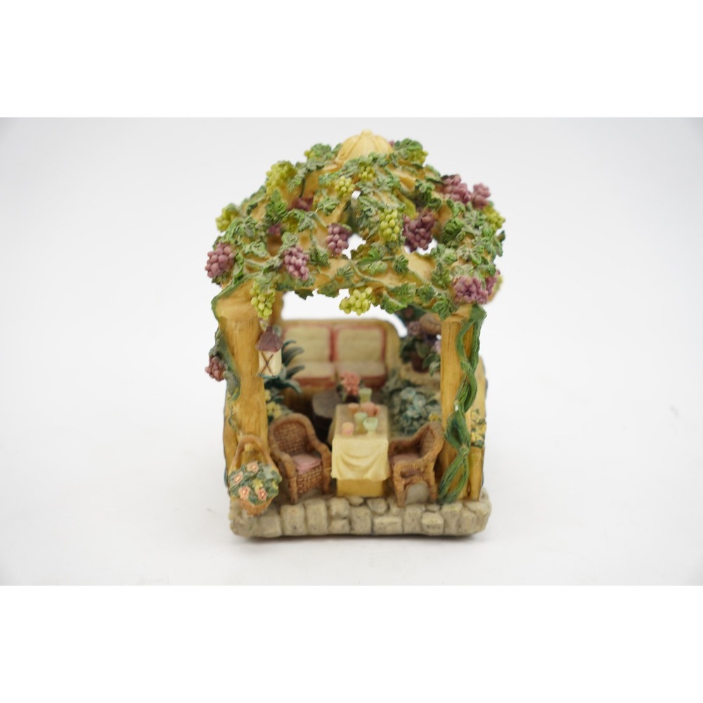 VGC‎ Rare Waltz Of Flowers Musical Music Box Tea Garden Stone Gazebo